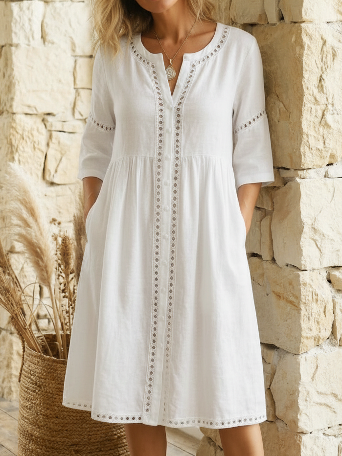 Harlow | Vestido midi de lino de alta calidad